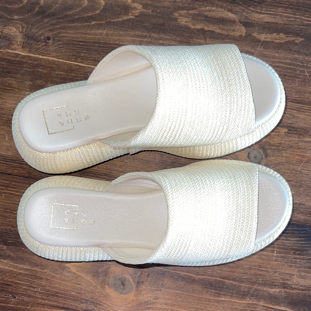 ShuShop ILANA Wedge Sandals in Ivory size 8.5 - Picture 3 of 13